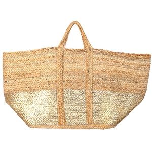 Wide Jute Braided Tote Bag